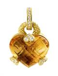 An 18 Karat Yellow Gold Diamond and Citrine Heart Pendant Judith Ripka