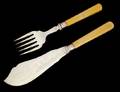 PAIR OF EDWARD VII STERLING SILVER AND BONE FISH SLICE