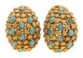 A Pair of 18 Karat Yellow Gold and Turquoise Earrings