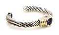 A Sterling Silver 14 Karat Yellow Gold and Iolite Cuff Bracelet David Yurman