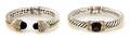 A Group of Two Sterling Silver and 14 Karat Yellow Gold Diamond and Gemstone Cuff Bracelets