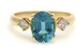 A 14 Karat Yellow Gold Teal Apatite and Diamond Ring
