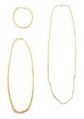 A Group of Yellow Gold Rope Chain Jewelry