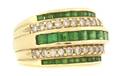 A 14 Karat Yellow Gold Diamond and Tsavorite Garnet Ring
