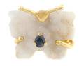 An 18 Karat Yellow Gold White Drusy Quartz and Sapphire Ring