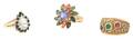 A Group of Three 14 Karat Yellow Gold and Gemstone Rings