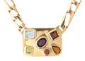 A 14 Karat Yellow Gold Multi Color Gemstone Necklace
