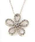 A 14 Karat White Gold and Diamond Necklace in a Flower Motif