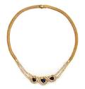An 18 Karat Yellow Gold Sapphire and Diamond Necklace