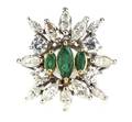 A Two Tone Gold Emerald and Diamond Ring