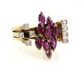 A 14 Karat Yellow Gold Pink Sapphire and Diamond Ring