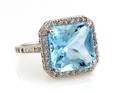An 18 Karat White Gold Aquamarine and Diamond Ring