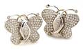 A Pair of 14 Karat White Gold and Diamond Earrings in a Butterfly Motif