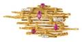 A 14 Karat Yellow Gold Ruby and Diamond Brooch