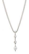 A 14 Karat White Gold and Diamond Three Stone Pendant Necklace