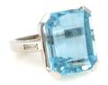 A 14 Karat White Gold Aquamarine and Diamond Ring