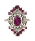 An 18 Karat White Gold Ruby and Diamond Ring