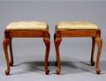 PAIR OF QUEEN ANNE STYLE OAK STOOLS