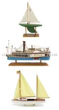 Three Painted Wood Models of Boats