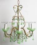 A Continental Brass and Glass SixLight Chandelier