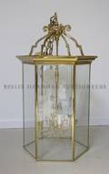 A Brass and Glass SixLight Hall Lantern