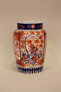Oriental Orange and Blue Floral Vase