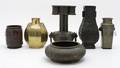 A Collection of Six Asian Bronze and Cast Metal Vases