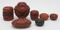 A Group of Seven Cinnabar Lidded Articles