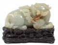 SUPERB WHITE JADE FU LION