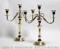 A Pair of Silverplate ThreeLight Candelabra