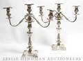 A Pair of Silverplate ThreeLight Candelabra