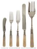 An Assembled Set of MotherofPearl Handled Silver Flatware