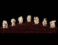 GROUP OF SEVEN CARVED IVORY NETSUKES LUCKY GODS