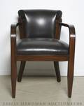 An Art Deco Style Leather and Mahogany Armchair