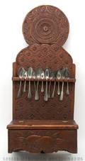 A Folk Art Carved Wood Spoon Rack