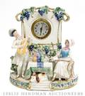 A German Bisque Figural Mantle Clock