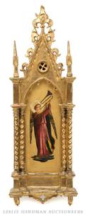 A Renaissance Style Framed Figure of a Trumpeting Angel