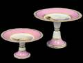 TWO ROCKINGHAM PORCELAIN CAKE STANDS