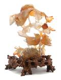 A Chinese Carnelian Carving of Flowers and Birds