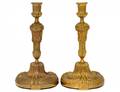 PAIR OF EMPIRE STYLE GILT BRONZE CANDLESTICKS