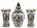 THREE PIECE DELFT PORCELAIN GARNITURE