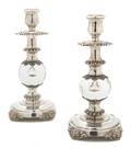 A Pair of Sterling Silver and Crystal Candlesticks Stirling Castle