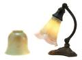 An American Iridescent Glass and Cast Metal Student Lamp