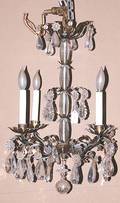 444A Gilt Metal and Glass Four Light Chandelier