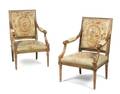 A Pair of Gilt Louis XVI Style Fauteuils