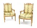 A Pair of Louis XVI Giltwood Fauteuils