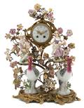 A Continental Porcelain and Gilt Metal Clock