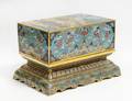 VERY FINE GILT BRONZE AND CLOISONNE ENAMAL INKSTONE