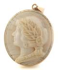 A 14 Karat Yellow Gold Ivory Cameo Circa 1937