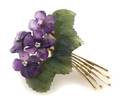 A 14 Karat Yellow Gold Carved Amethyst and Jade Flower Brooch